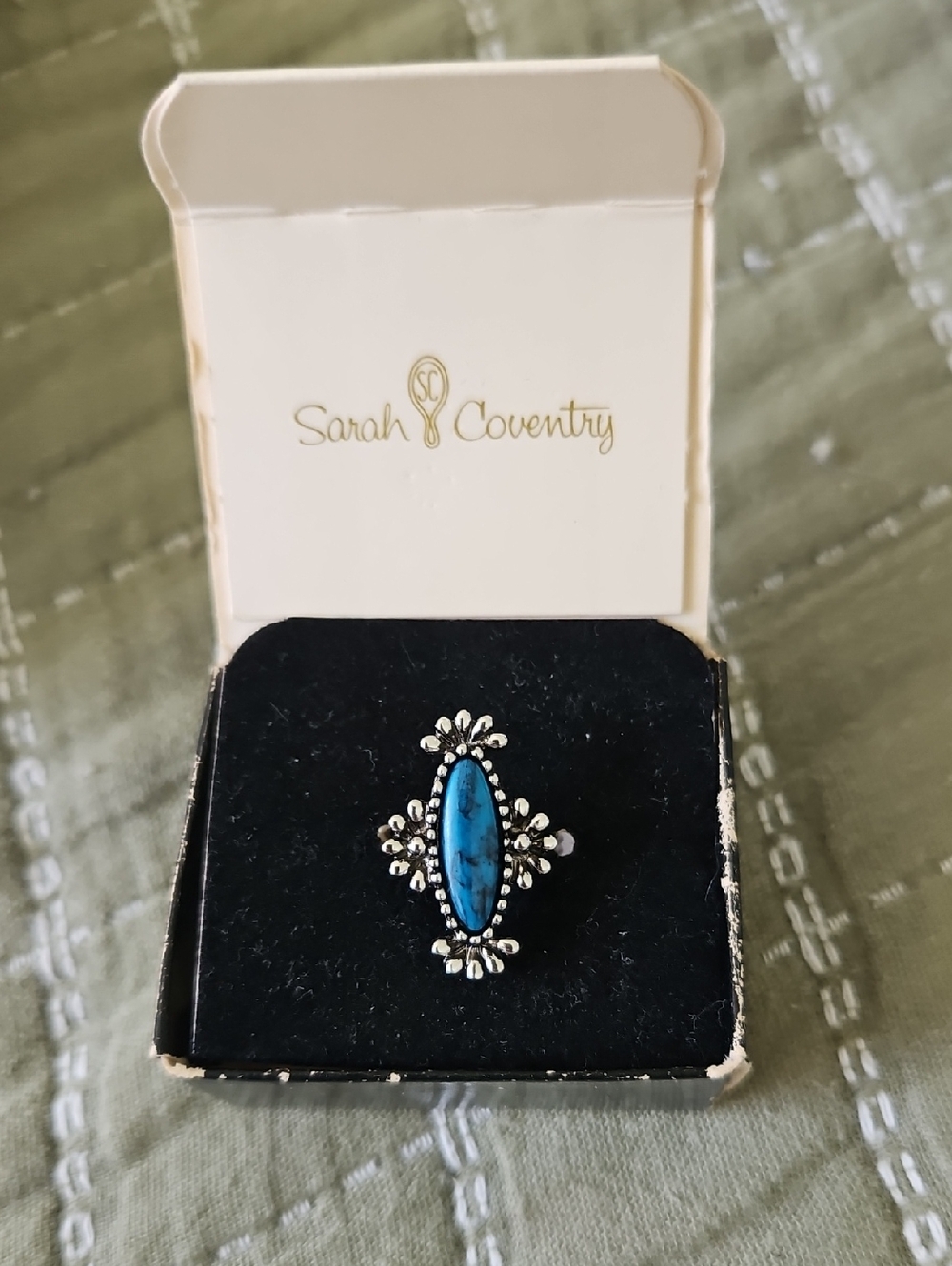 Sarah Coventry Turquoise-Style Marquise Blue Stone Ring